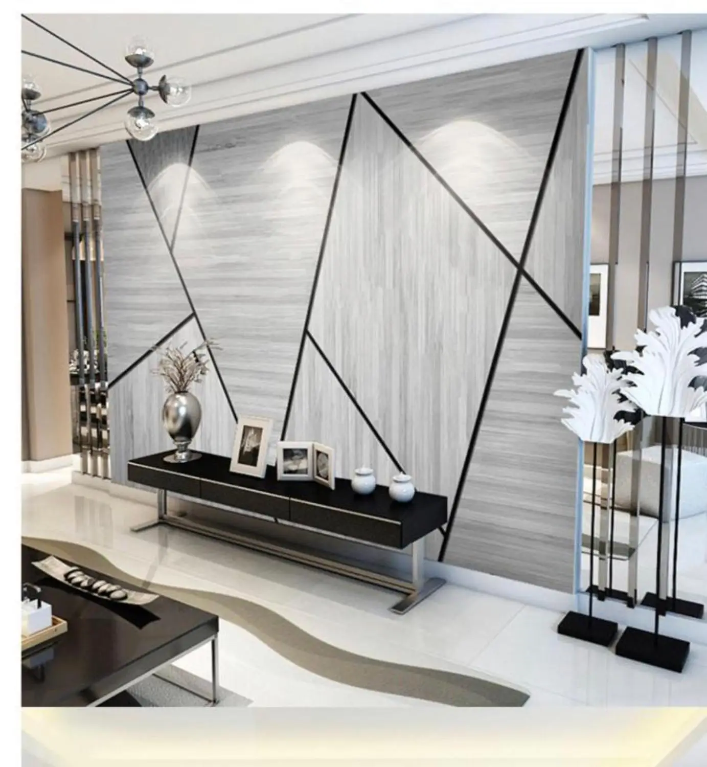 Custom 3D Wallpaper Murals Gray line Photo For Living Room Bedroom High Quality Silk Waterproof Wall | Обустройство дома