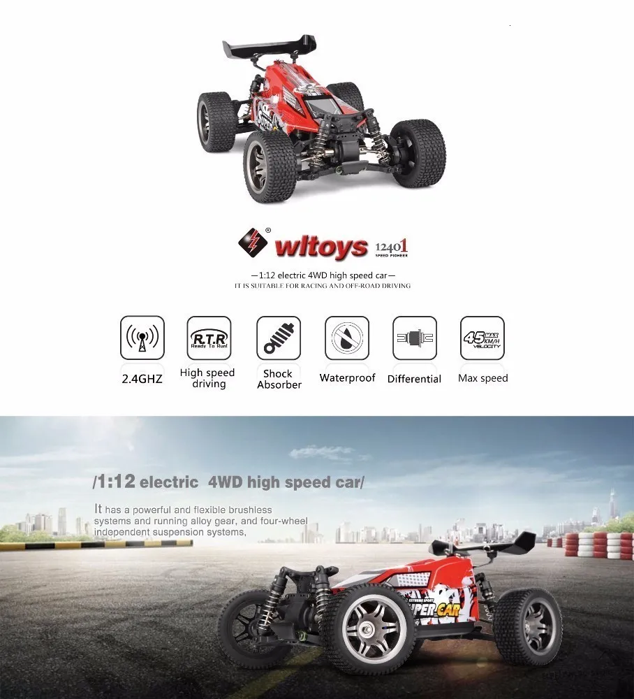 Высокая скорость Wltoys 12401 радиоуправляемые машины 1/12 4WD гусеничный Радиоуправляемый автомобиль RTR 2,4 GHz Радиоуправляемый гоночный автомобиль радиоуправляемые автомобили VS WLtoy A959 ZLRC