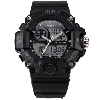 

New Mens Watches Top Brand Luxury Relogio Quartz-Watch Black LCD 5ATM Waterproof Alarm Date Rubber Digital Sport Watch