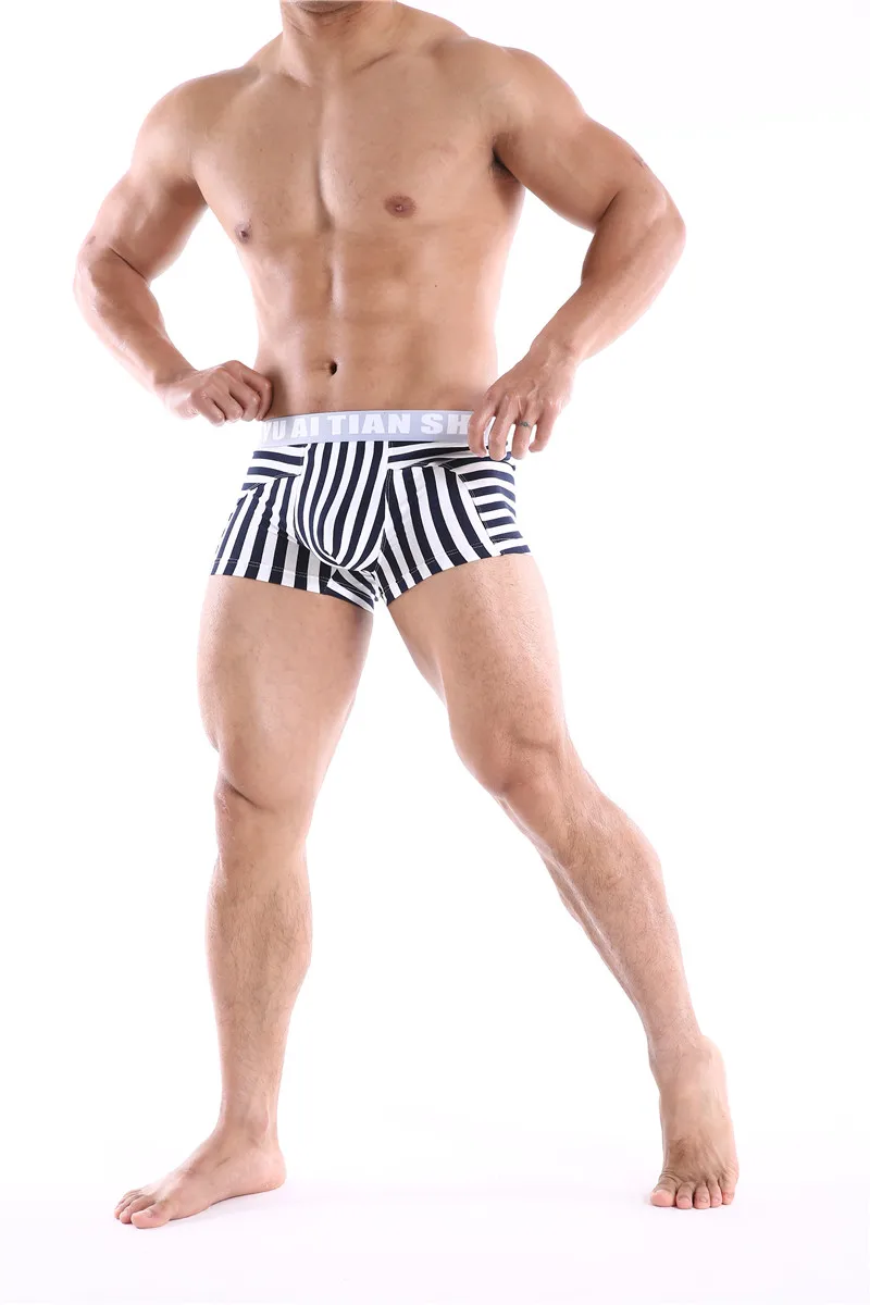Men Boxers Comfortable Underpants Cotton Low Waist Large Size BoxerShort Striped Breathable Cueca Boxer Homme Underwear