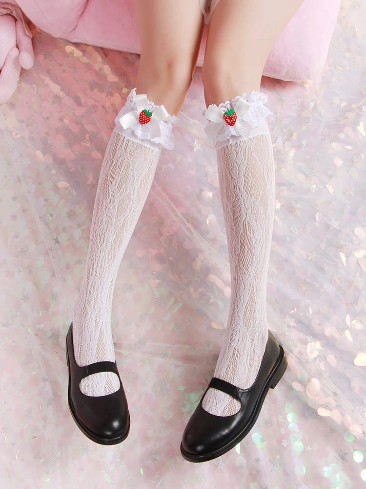 

Socks Noble Strawberry Diary Summer Lolita Girl Lace Socks Cute Bow dui dui wa