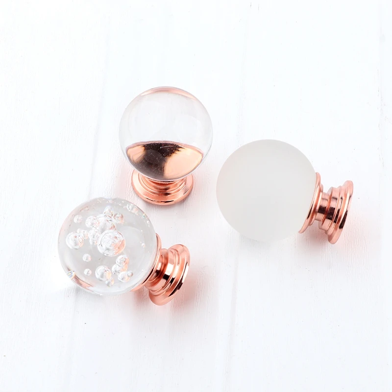

Ball Shape Rose Gold Design Crystal Glass Knobs Cupboard Drawer Pull Kitchen Cabinet Door Wardrobe Handles Hardware