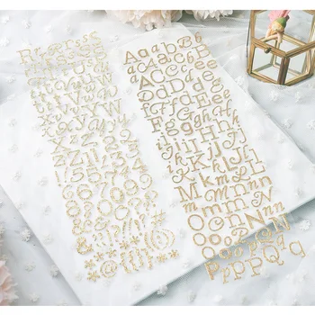 

Gold Sequins Big Letters Numbers Diary Scrapbook Album Photo Wall Journal Project Albums Mobile Phone Decorative Stickers