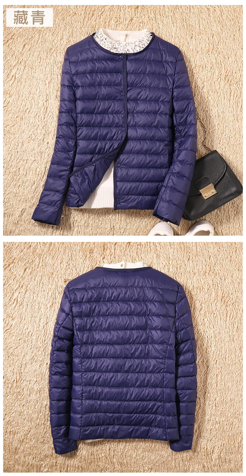 Thin down Jacket Women's Short Autumn And Winter New Style Fashion Korean-style Slim Fit Slimming Thin Crew Neck Coat Large