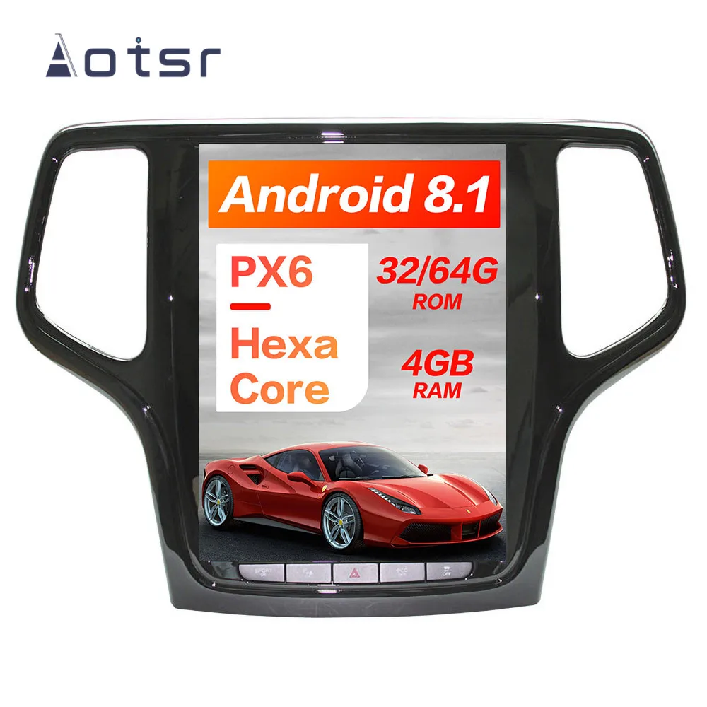 Автомобильная Мультимедийная система Android 8,1 4GB Tesla стиль Автомобильный видеорегистратор с gps для JEEP Grand Cherokee- золотой и черный Автомобильный плеер
