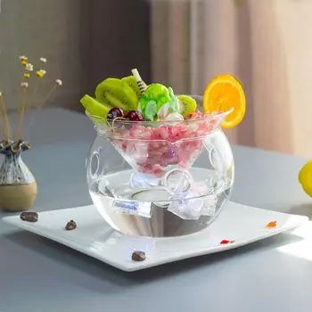 

Transparent Glass Salad Bowl Fruit Vegetable Bowl Fruit Plates Snack Dishes With Dry Ice Container