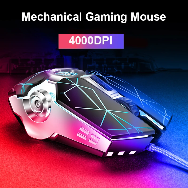 Эргономичная Проводная игровая мышь 7 кнопок макро 4000 DPI светодиодный USB