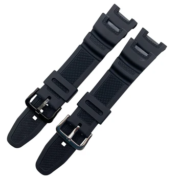

Silicone Watchband Women Men Black Sport Diving Watch Band Strap With Stainless Steel For Casio SGW-100 Samrt Watch