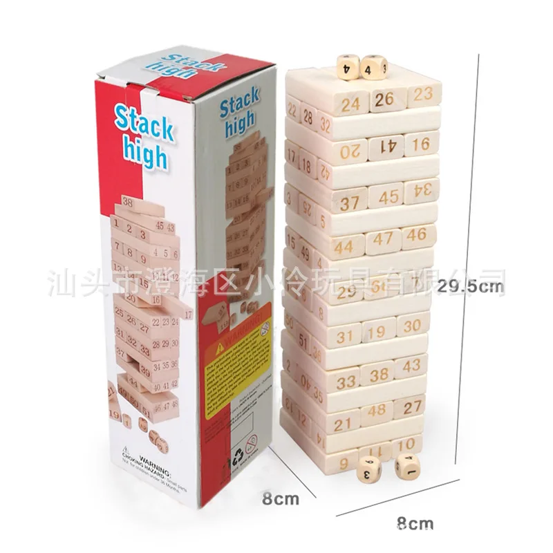 

Wooden Toys with Numbers Stack-up Building Blocks Bricks Pro Children Creative Jenga Desktop Pumping Building Blocks Game