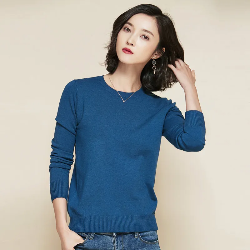 Свитер женский кашемировый с круглым вырезом зимний 2019 | Женская одежда