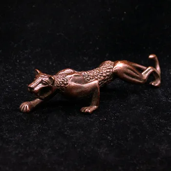 

Vintage Pure Copper Cheetah Ornaments Pure Copper Animal Leopard Statue Pen Holder Wine Cabinet Desk Decorations Handmade Craft