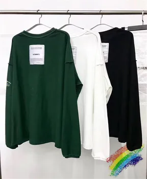 

Oversize Vetements T Shirts Men Women Long Sleeve Both Sides Top Tees Embroidery Black White Green Patch Vetements T-Shirt
