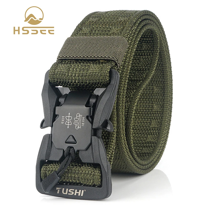 HSSEE Official Genuine Tactical Belt ABS Resin Quick Release Magnetic Buckle Military Belt Soft Real Nylon Sports Accessories