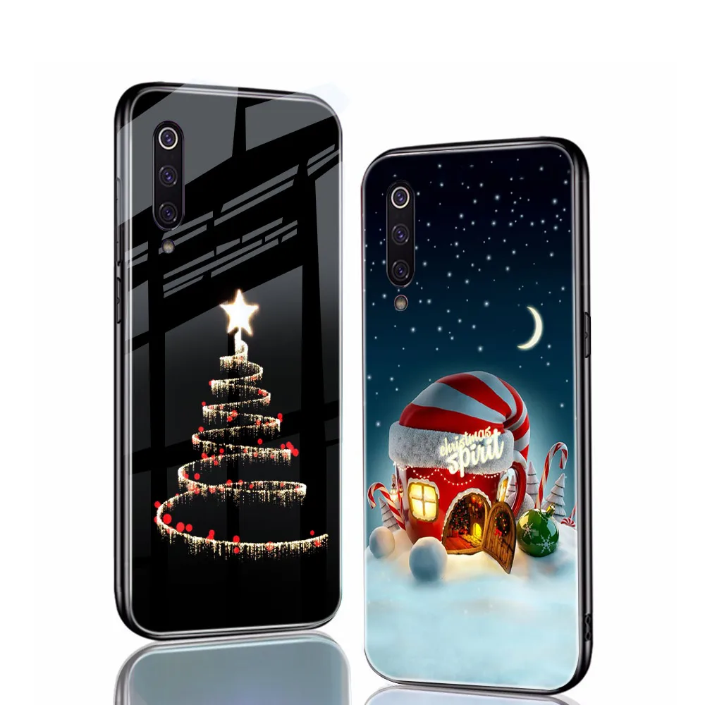 

ciciber Merry Christmas For Xiaomi MI 9 9T 8 A2 6X MIX 2 2S PocoPhone F1 Glass Phone Cases for Redmi Note 7 8 6 Pro Cover Fundas