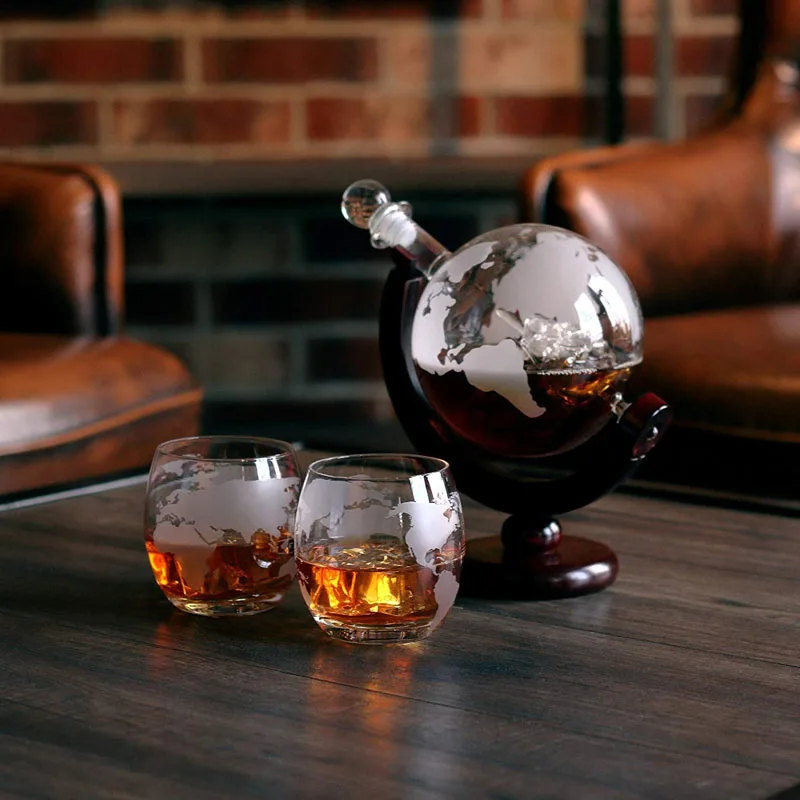 gebrek tweeling Eindig Globe Whiskey Decanter 850ml Liquor Decanter Gift Set With 2 Glasses Liquor  Dispenser For Scotch Bourbon Vodka Bar Accessories - Bar Tools - AliExpress