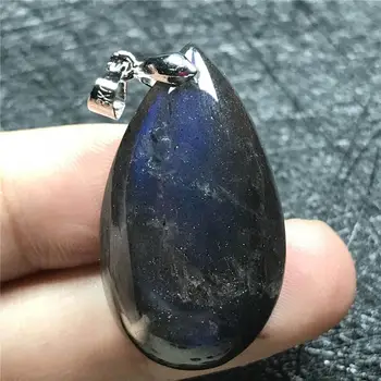 

Top Natural Labradorite Pendant Jewelry For Woman Men Crystal Blue Light 34x19x9mm Beads Stone Silver Necklace Pendant AAAAA