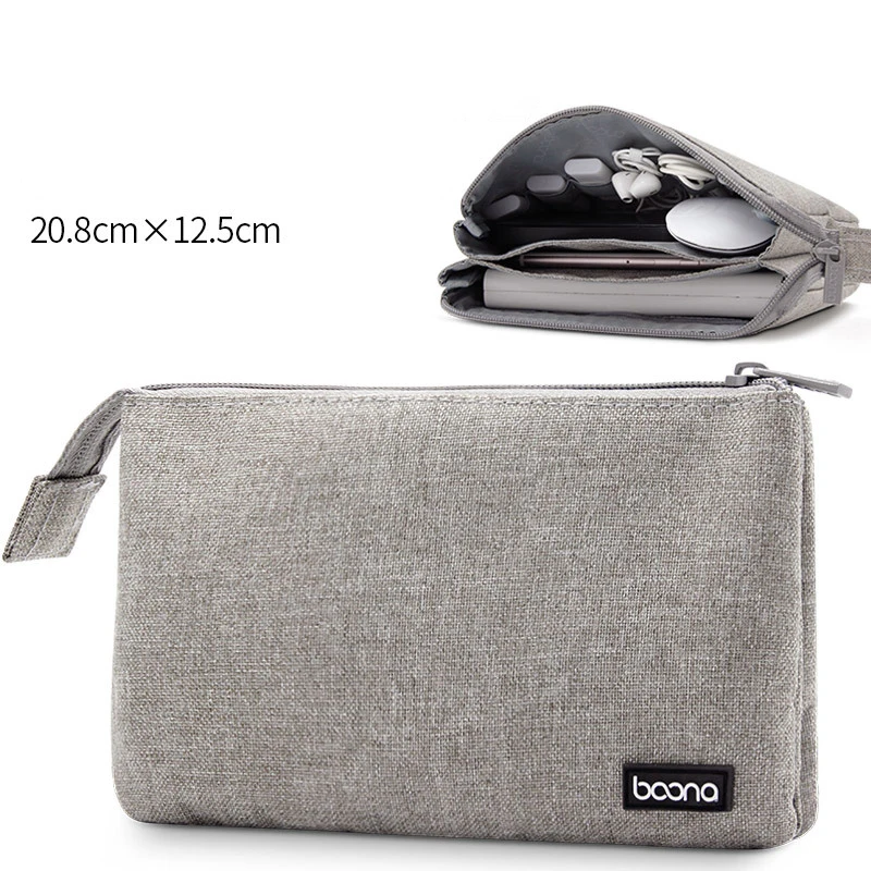 Gray BalleenShiny Oxford двухслойная цифровая сумка для хранения данных кабель зарядное устройство сумка для наушников карта ключ портативный дорожный Органайзер Сумка - Цвет: Gray