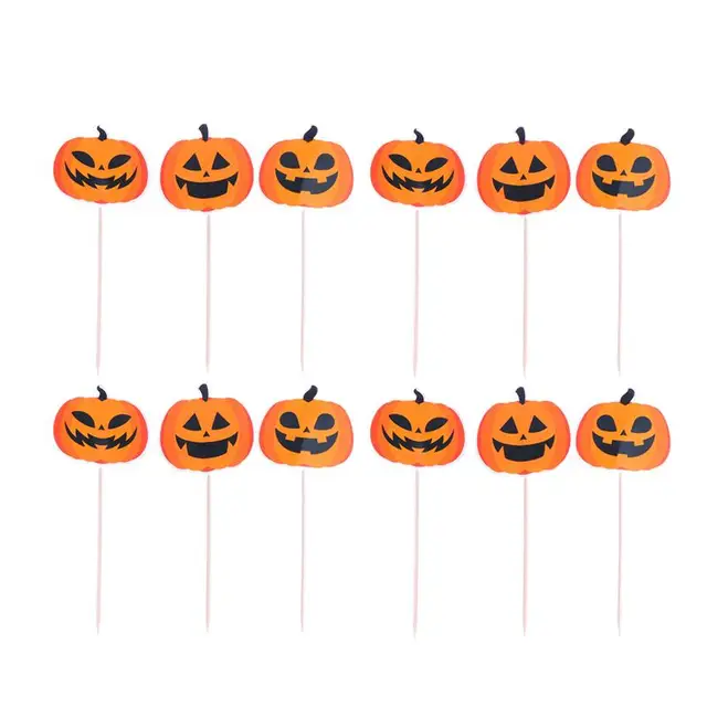 1 Set Cake Topper Halloween Theme Plastic Fruit Picks Cupcake Topper Cake Insert Cards Cake Picks For Party Cake Decoration 3