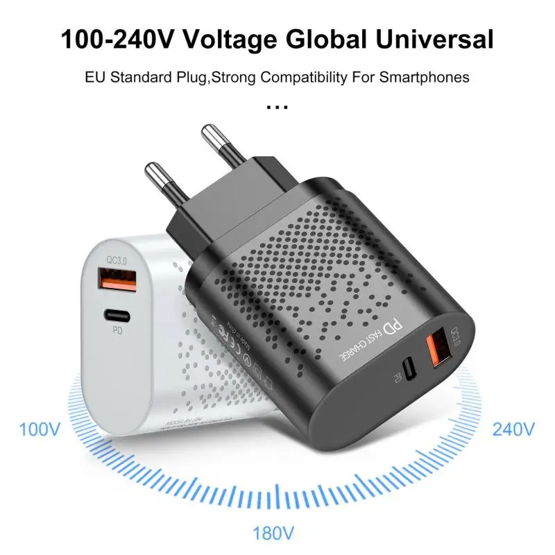 18W быстрое зарядное устройство PD USB C для IPhone 12 быстрой зарядки QC 3 0 телефонный
