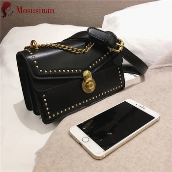 

Chain Crossbody Bags for Women 2019 Fashion Rivet Decoration Mini Ladies Shoulder Bag Highquality PU Leather Small Messenger Bag