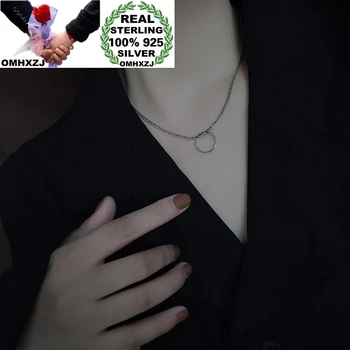 

OMHXZJ Wholesale HA144 European Fashion Woman Birthday Party Gift Vintage Round Knot 100% 925 Sterling Silver Pendant Necklace