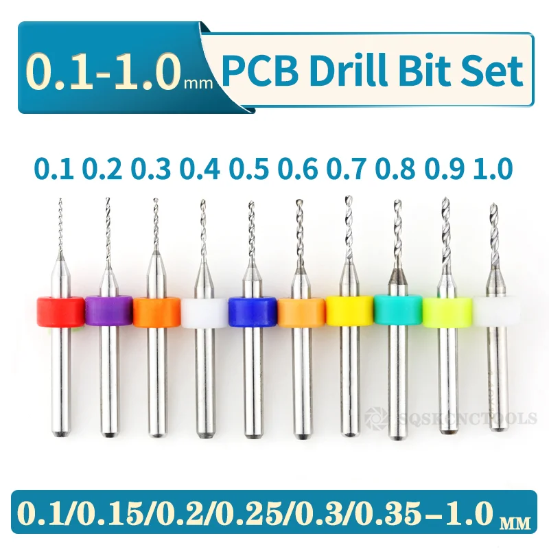 0.1-1mm Carbide Micro Drill Bits Mini Bit Set Print Circuit Board Import High Quality Hard Alloy PCB step drill | Инструменты