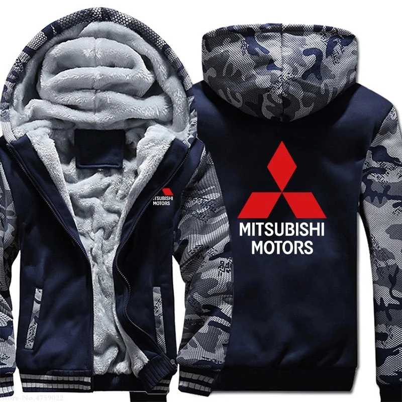 Зимняя мужская Повседневная Толстовка Mitsubishi Флисовые Толстовки на молнии пальто