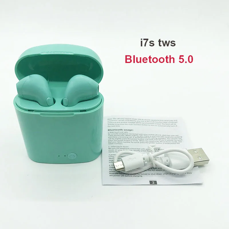 i7s green I9s i7s tws Bluetooth наушники мини наушники беспроводные наушники Bluetooth гарнитура с зарядной коробкой для смартфонов Auriculars - Цвет: i7s green