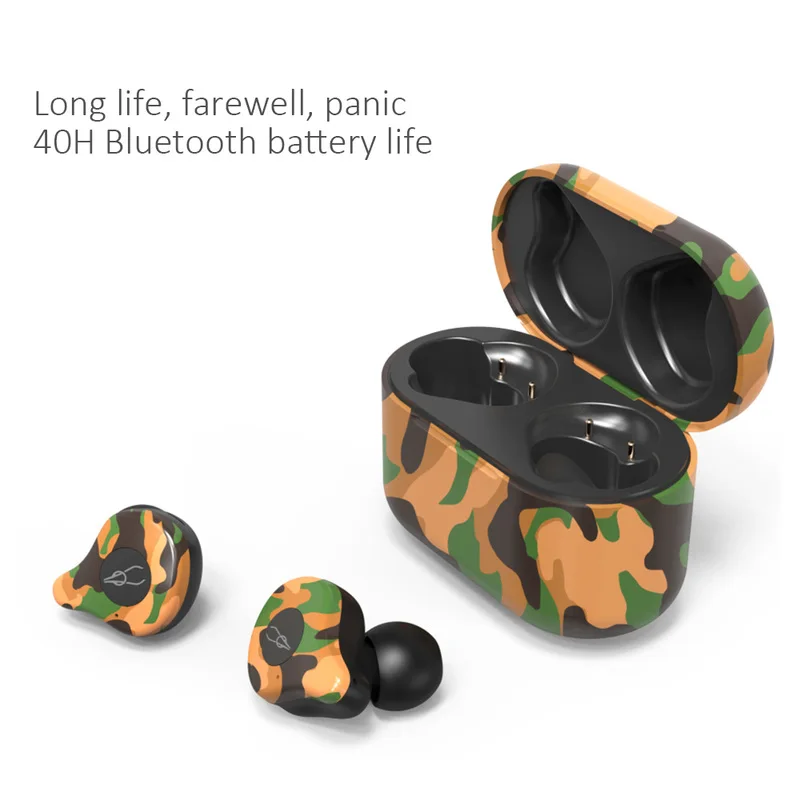 Sabbat E12 наушники Bluetooth 5,0 гарнитура камуфляж бинауральные звонки музыка Спорт Беспроводная Bluetooth гарнитура с зарядным устройством