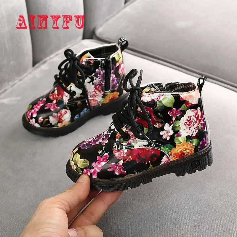 Ainyfu Kids Boots Autumn Pu Leather Waterproof Martin Brand Girls Boys Shoes Rubber Hot Sale Children B249 | Мать и ребенок