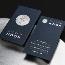 Тиснение логотипа и серебряная Луна темно-синяя карта 600gsm бумажные карты печать