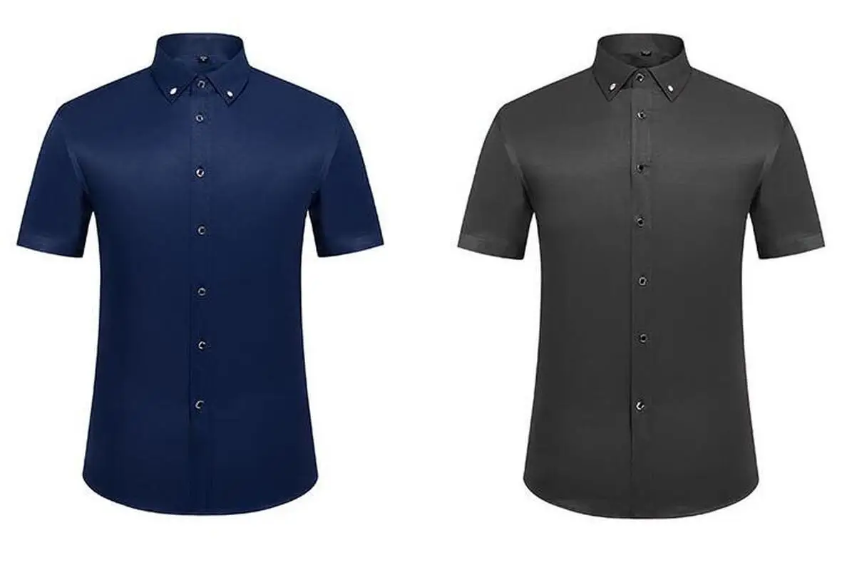 Men Short Sleeve Shirt Formal Casual Cotton Shirt
