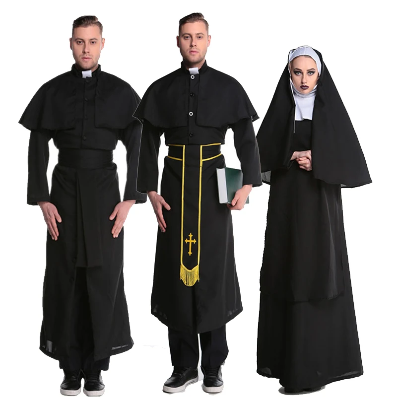 Coppia sacerdote suora Costume da abitudine tradizionale medievale abito  religioso Cosplay Fancy Party Dress carnevale Halloween - AliExpress