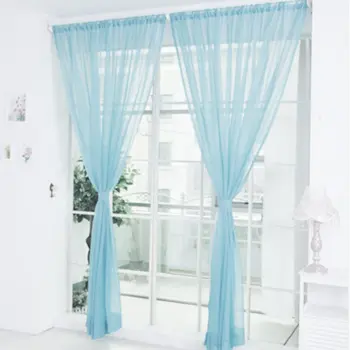 

Fashion Simple Solid Colors Tulle Door Window Curtain Washable Drape Panel Sheer Scarf Valances Translucent Design