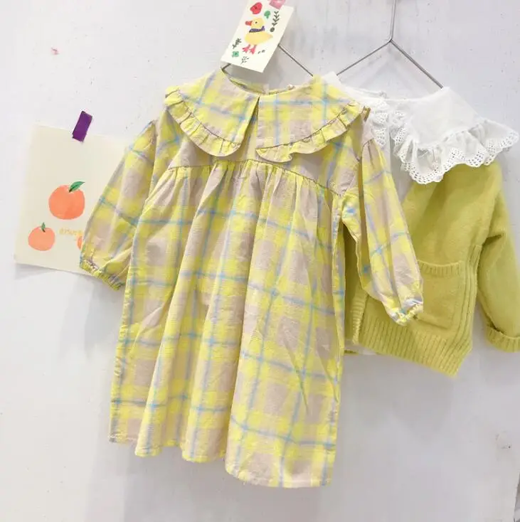 Новое Стильное платье в клетку для девочек модные хлопковые весенние платья для девочек 2-8 лет, HJ429