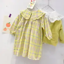 Новое Стильное платье в клетку для девочек модные хлопковые весенние платья для девочек 2-8 лет, HJ429