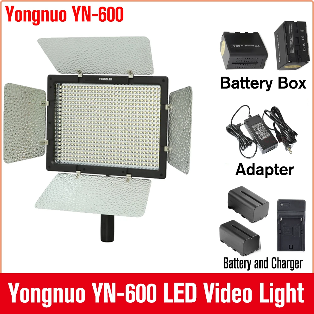 Yongnuo YN-600 LEDビデオライト  5600Kのみ アダプター付