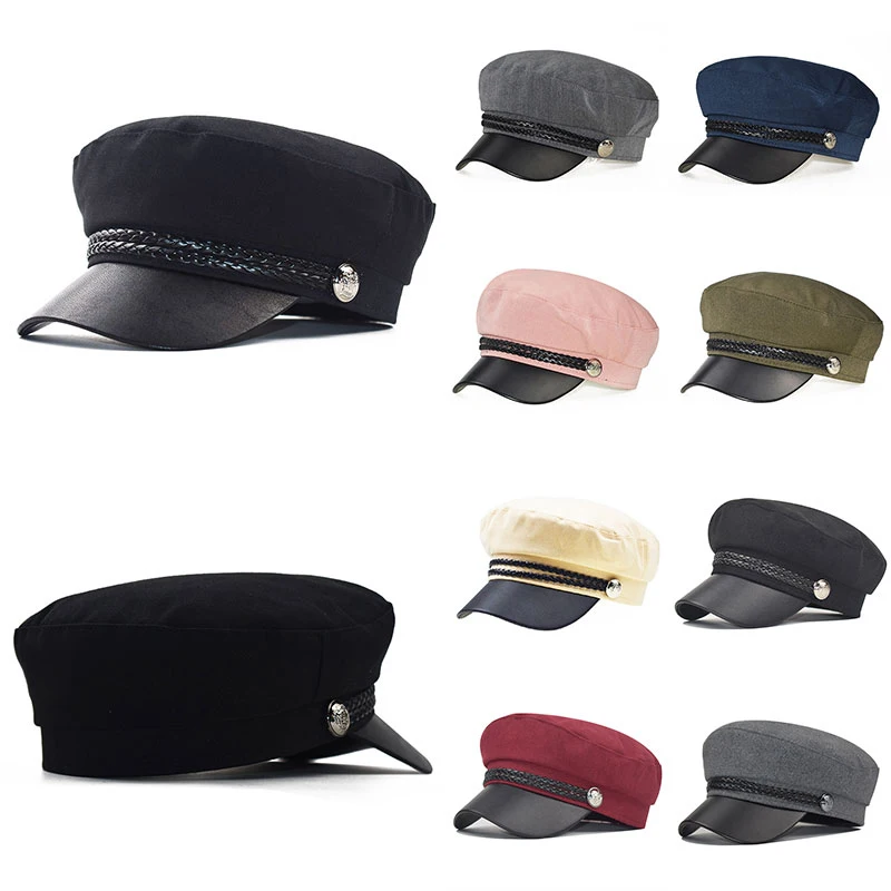 Зимняя женская Повседневная Военная шляпа винтажная мягкая хлопковая шерстяная плоский берет восьмиугольная кепка Модная элегантная женская шапка высокого качества
