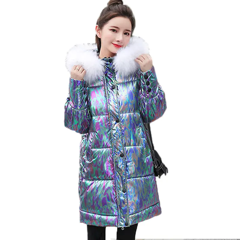 

2020 New Colorful Bright Winter Women's Jacket Fashion Hooded Slim Woman Parkas Jacket Plus Size Loose Casual Winter Coat Women