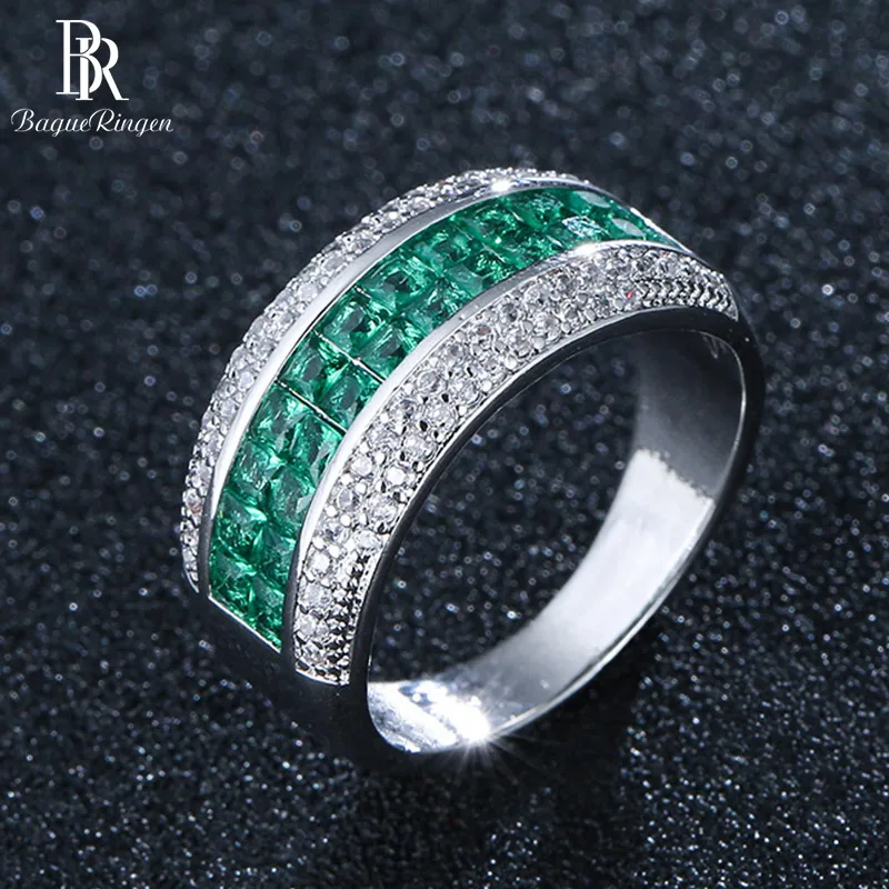 Bague Ringen 5 Colors Choices Gemstones Ring for Women Silver 925 Jewelry Luxury Design Green Pink Blue Rainbow Female Party Bague Ringen 5 Colors Choices Gemstones Ring for Women Silver 925 Jewelry Luxury Design Green Pink Blue Rainbow Female Party