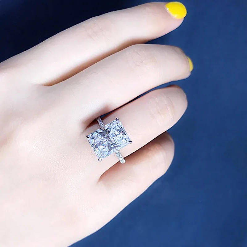 4ct Simulated Diamond cz ring 925 Sterling Silver Engagement Wedding Band Rings for women Party Jewelry silver rings silver ring wedding rings