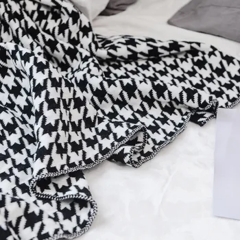 

2020 New Retro Nordic Knitted Cotton Blanket Knee Blanket Sofa Blanket 100% Cotton Portable Thread Blanket/Towel Blanket