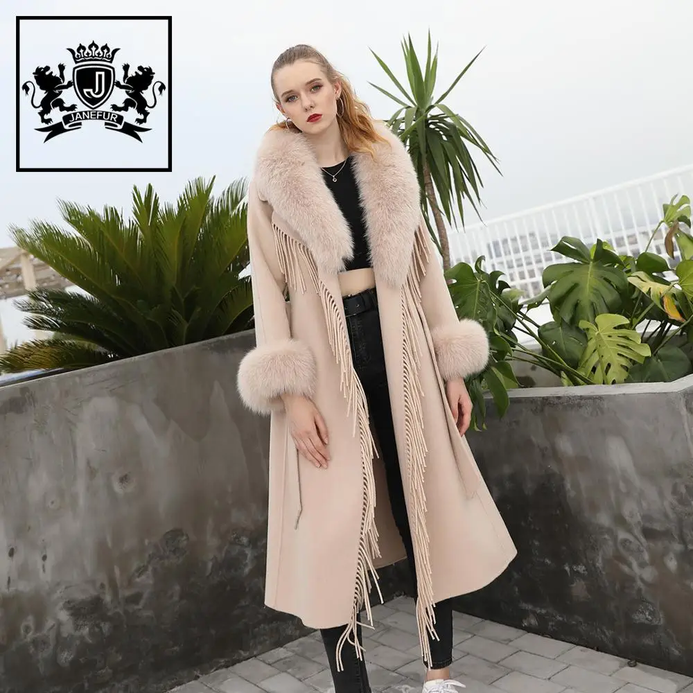 manteau femme cachemire avec col fourrure