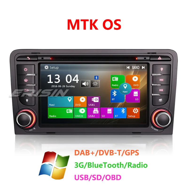 Erisin ES7147A 7 дюймовый автомобильный DVD плеер GPS DAB + для AUDI A3 S3 RS3 RNSE PU|Мультимедиаплеер