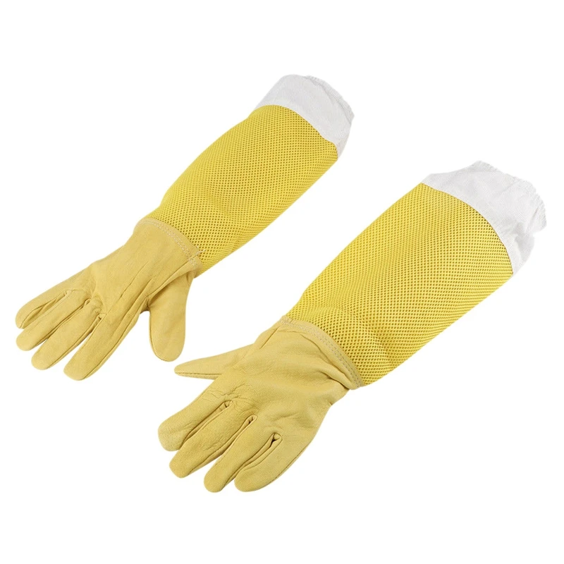 

Beekeeping Gloves Goatskin Bee Keeping With Vented Beekeeper Long Sleeves-ABUX