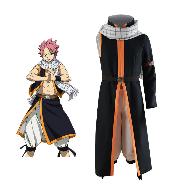

Anime Fairy Tail Cosplay Costume Etherious Natsu Dragneel Cosplay Costumes Halloween Clothes Male Uniform Set With Scarf