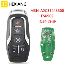 Él Xiang llave de Control remoto de coche para Ford Fusion Explorer borde Mustang 2013-2017 FCCID M3N-A2C31243300 FSK902 ID49 Promixity