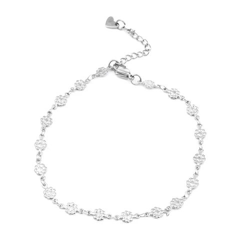 Hot 304 Stainless Steel Anklet For Women Men Jewelry Silver Color Gold Color Flower Heart Connector Charms Wholesale Supply
