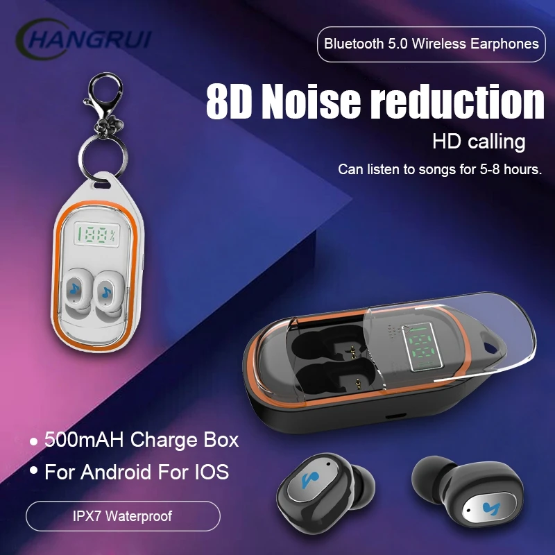 

8D Stereo Bluetooth 5.0 Wireless Earphone With Power display Charge box 500mAH Microphone IPX7 Waterproof Sport Headset