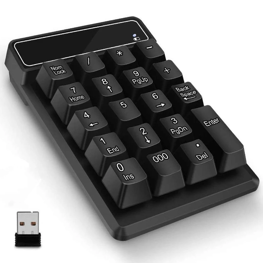 

Portable Number Pad Mini USB 2.4GHz 19-Key Financial Accounting Numeric Keypad Keyboard Extensions for Laptop Desktop Notebook